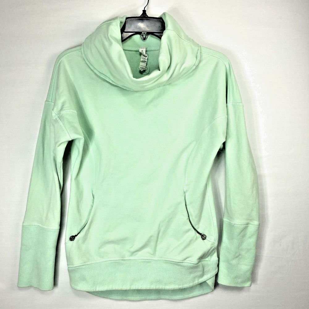 Lululemon Womens Rest Day Pullover Size 2 Cowl Neck Sweatshirt Mint Green Yoga